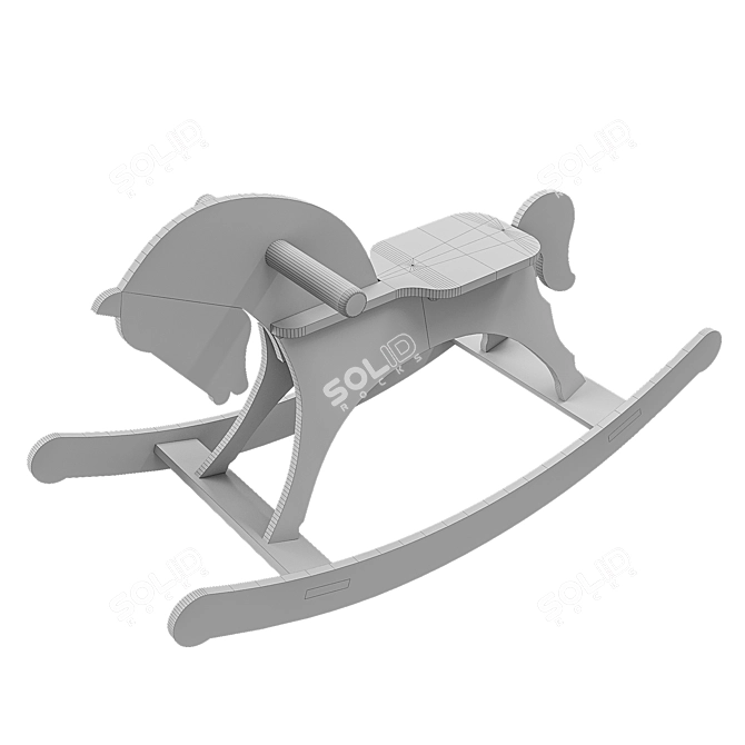 Wooden Rocking Horse Toy 3D model image 5