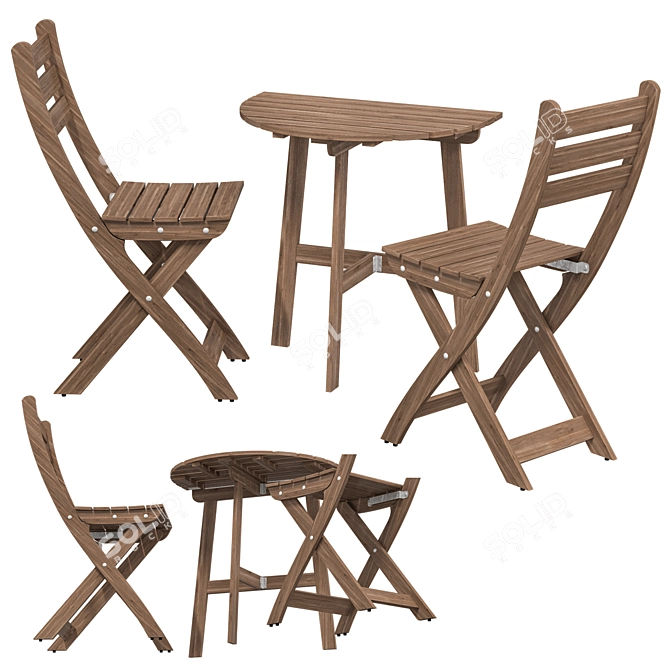 Folding Wall Table Set - ASKHOLMEN 3D model image 1