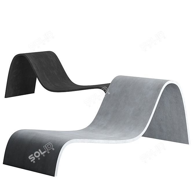 Concrete Nature-Inspired Garden Lounger 3D model image 1