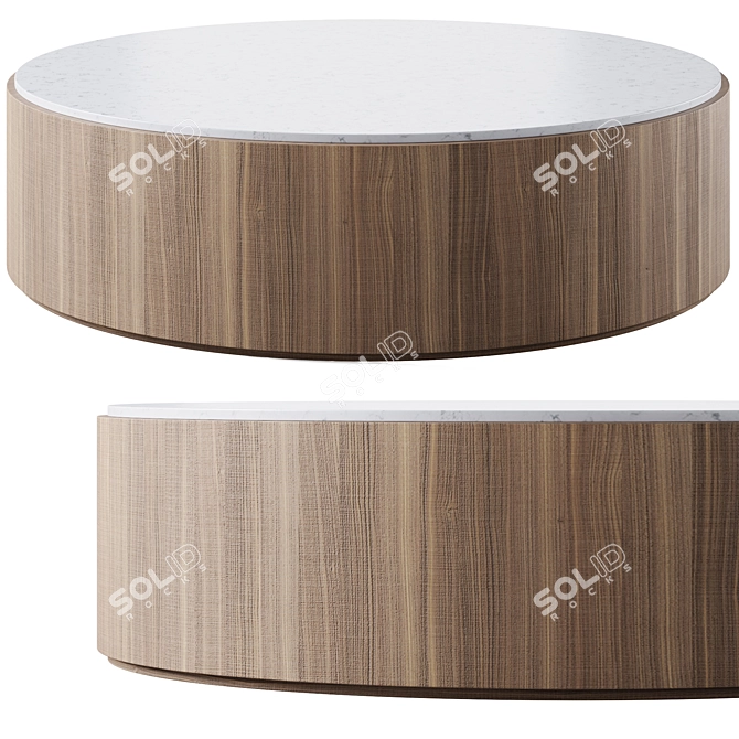 Pine Coffee Table, 56" Diameter 3D model image 1