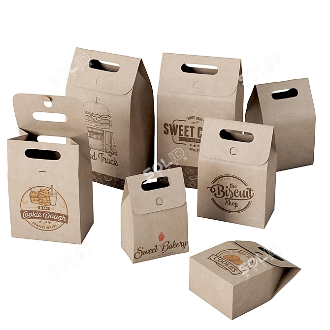 Pack of Paper Bags 3D model image 3