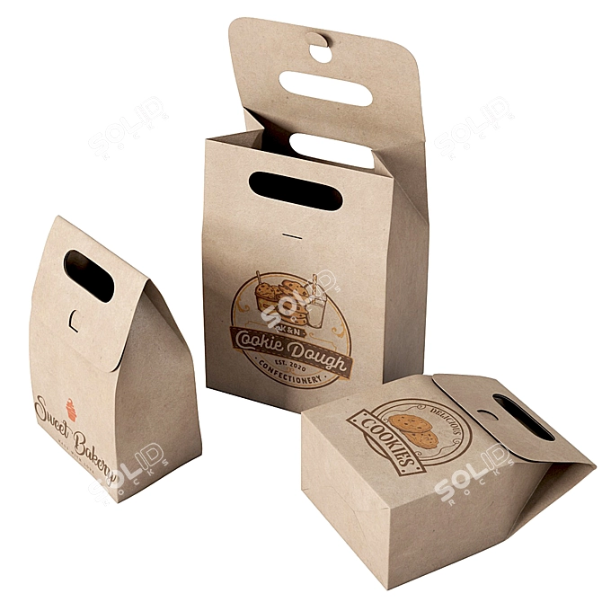 Pack of Paper Bags 3D model image 4