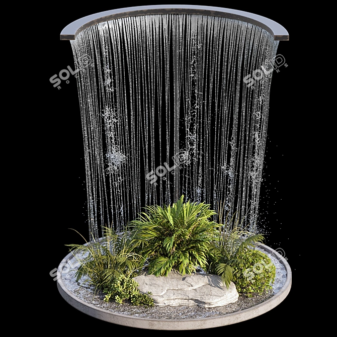 Waterfall Oasis Landscaping Set 3D model image 1