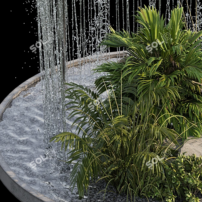 Waterfall Oasis Landscaping Set 3D model image 2