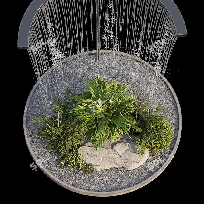 Waterfall Oasis Landscaping Set 3D model image 3