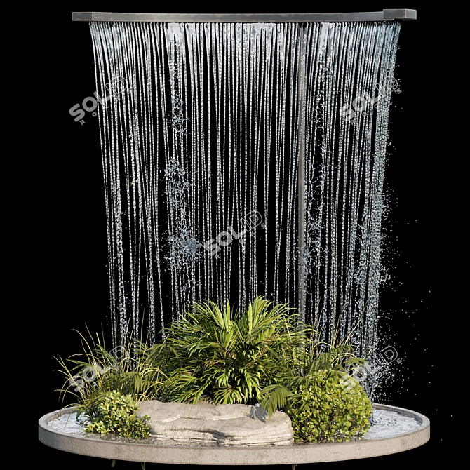 Waterfall Oasis Landscaping Set 3D model image 4