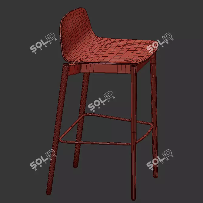 Modern Kristalia Wooden Bar Chair 3D model image 2