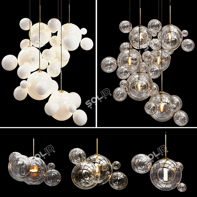 Bubble Pendant Light Trio Set 3D model image 3