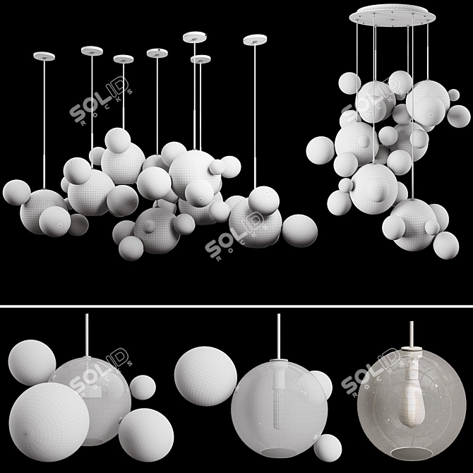 Bubble Pendant Light Trio Set 3D model image 4