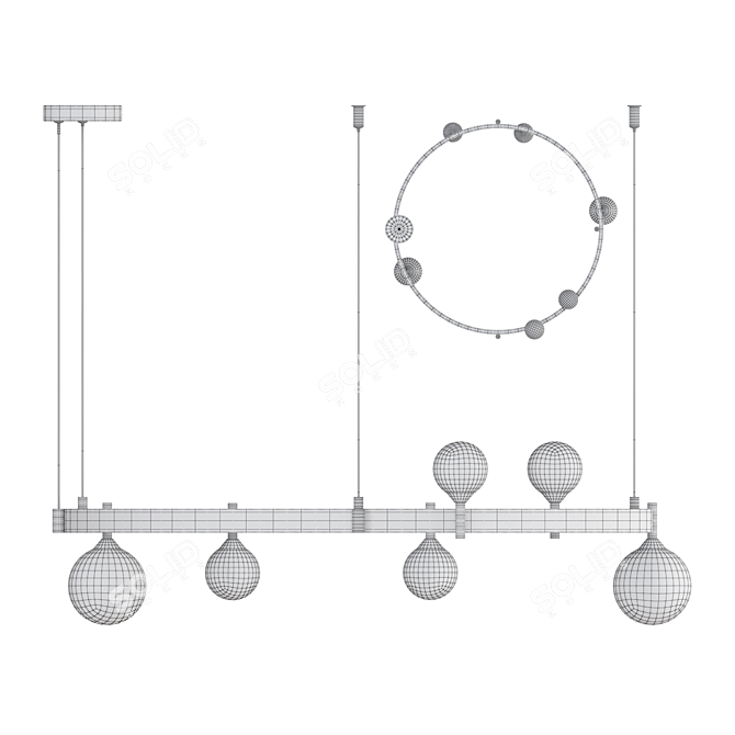 DINO 6 Glass Globe Chandelier 3D model image 3