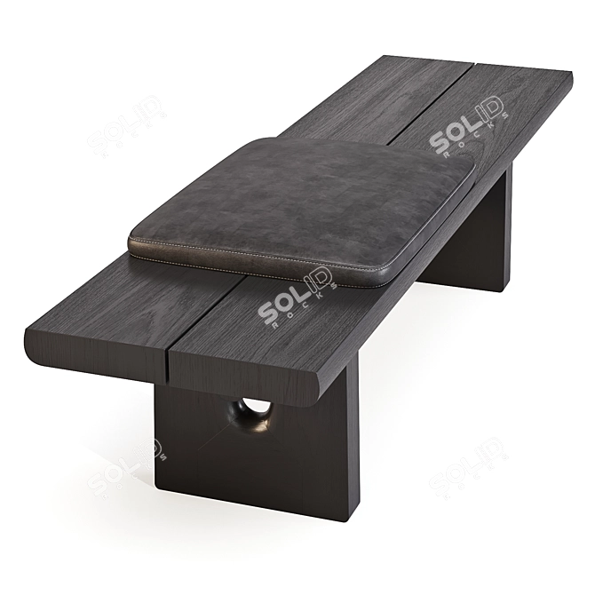 Poliform Nara Wooden Bench, Elegant 3D model image 2