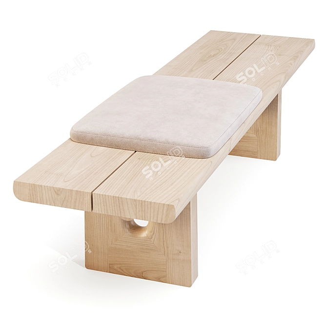 Poliform Nara Wooden Bench, Elegant 3D model image 3