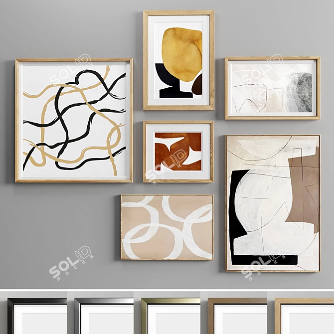 Diverse Material Photo Frame Set 3D model image 7