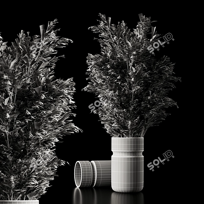 Vase with Dry Grass Model 3D model image 3