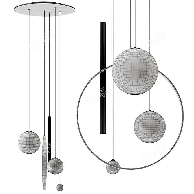 Biarritz Pendant Lamp in Black 3D model image 2