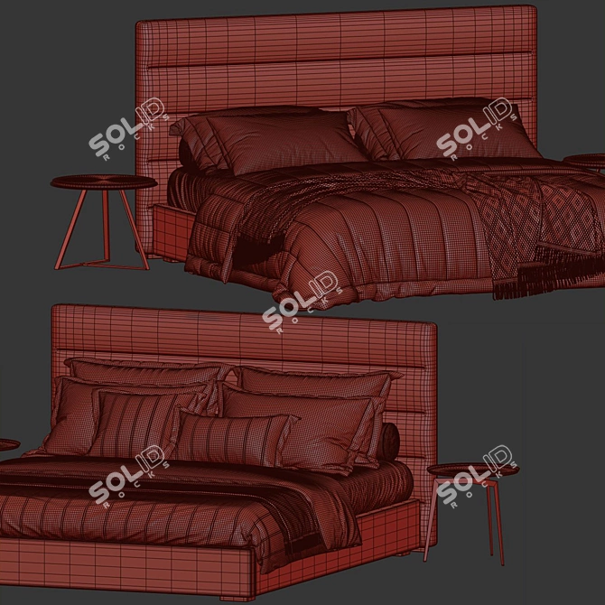 Modern Bed Model with Options 3D model image 5