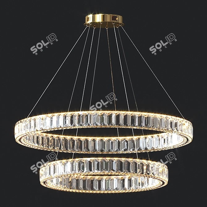 Royal Gold Crystal Chandelier 3D model image 2