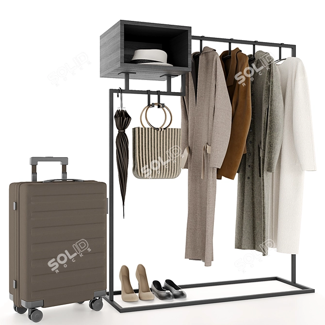 Handcrafted Clothing Rack Stand 3D model image 1