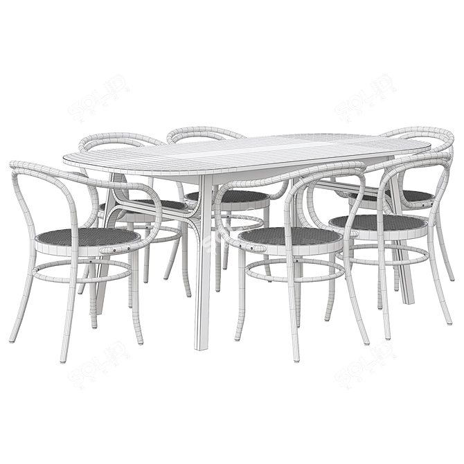  Modern Bamboo Dining Table Set 3D model image 5