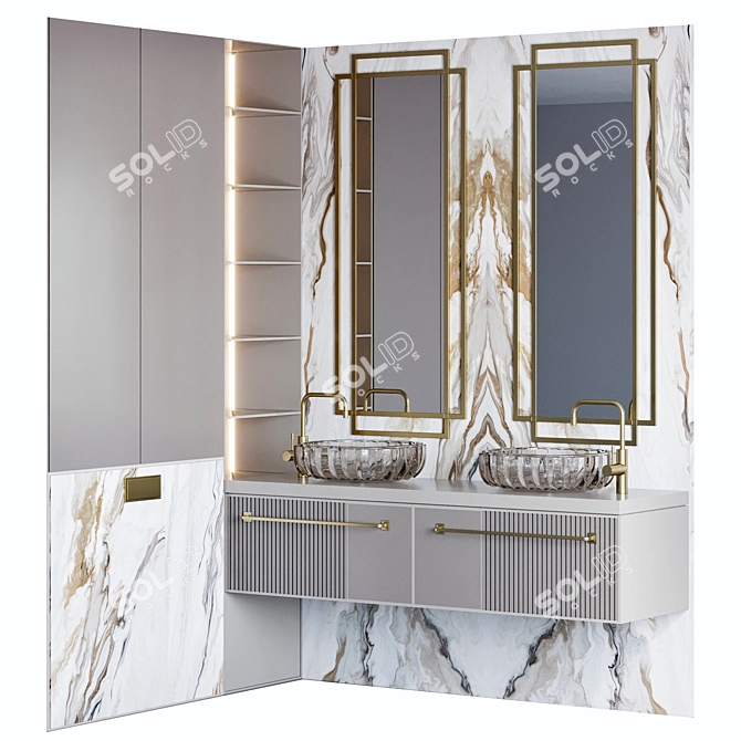 Modern Bathroom Furniture Set 3D 3D model image 1