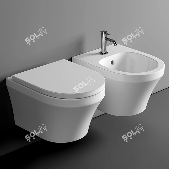 Modern Luna Wall-Hung Toilet 3D model image 1