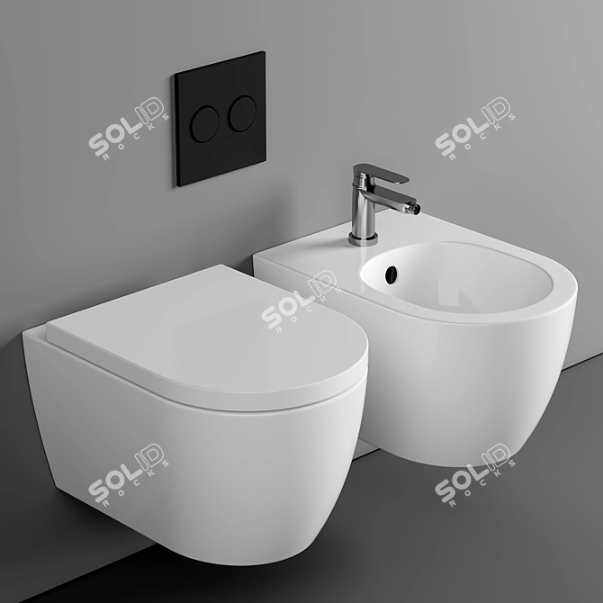 Modern Arezzo Wall Hung Toilet 3D model image 1