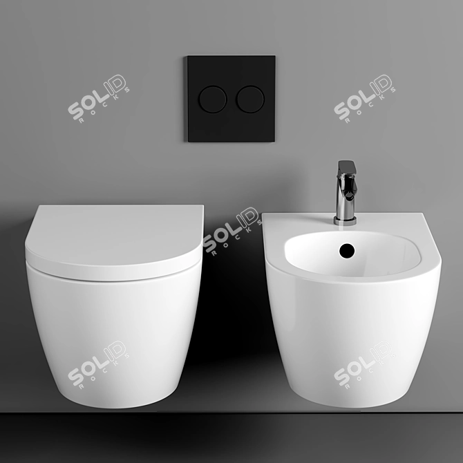 Modern Arezzo Wall Hung Toilet 3D model image 2