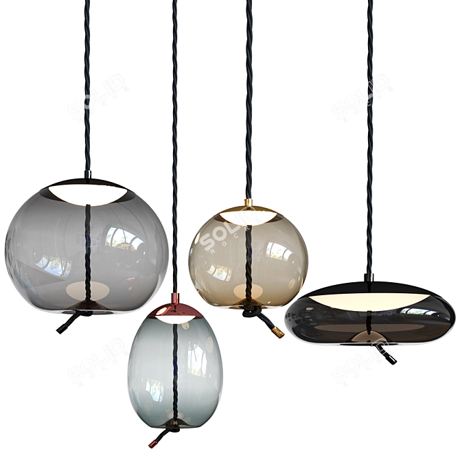 Elegant Blown Glass Pendant Light 3D model image 1
