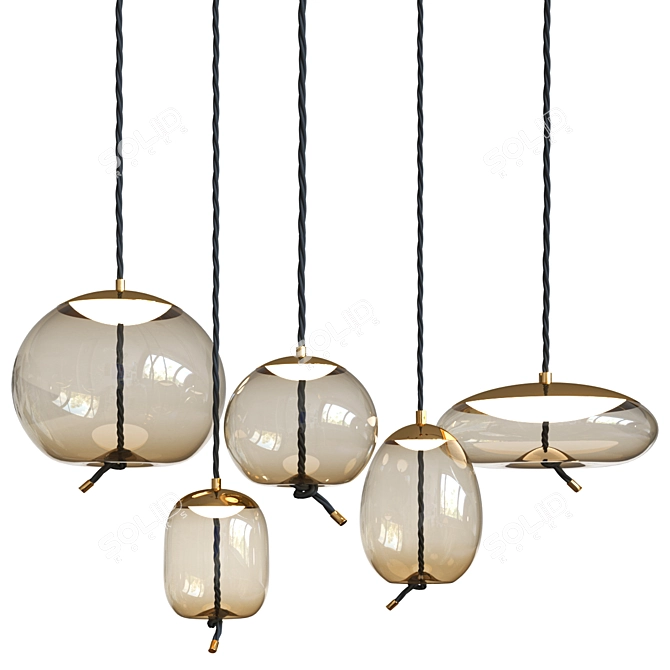 Elegant Blown Glass Pendant Light 3D model image 2