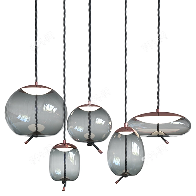 Elegant Blown Glass Pendant Light 3D model image 3