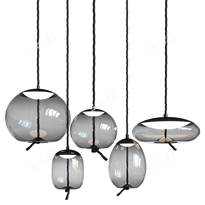 Elegant Blown Glass Pendant Light 3D model image 4