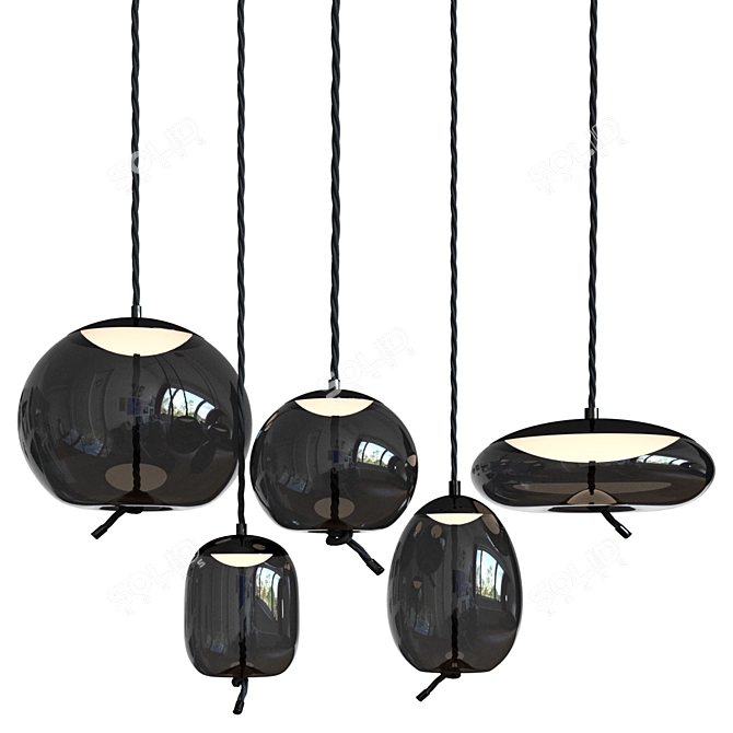 Elegant Blown Glass Pendant Light 3D model image 5