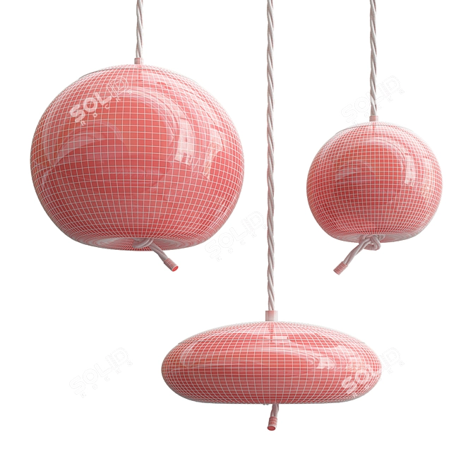 Elegant Blown Glass Pendant Light 3D model image 6