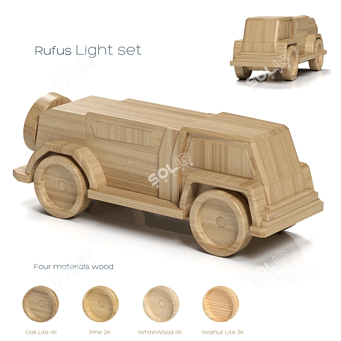 High-Poly Wooden Toy Car Model 3D model image 4