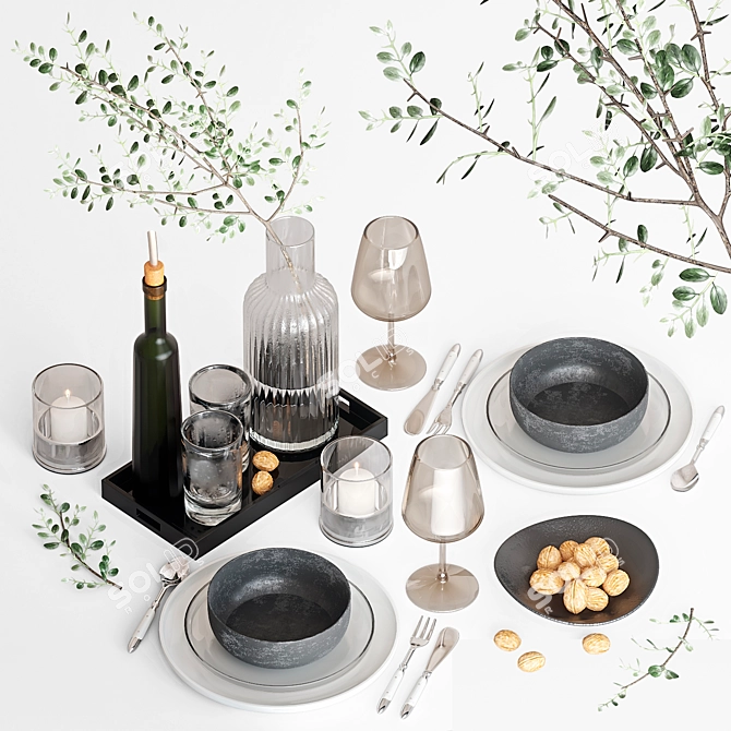 Minimalistic Table Setting Pack 3D model image 1