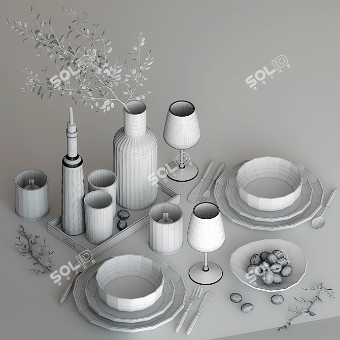 Minimalistic Table Setting Pack 3D model image 6