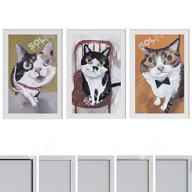 Modern Cat Image Frame Set 3D model image 1