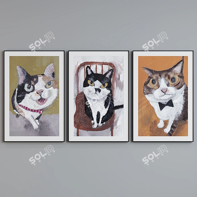 Modern Cat Image Frame Set 3D model image 2