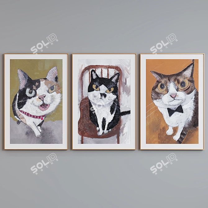 Modern Cat Image Frame Set 3D model image 4