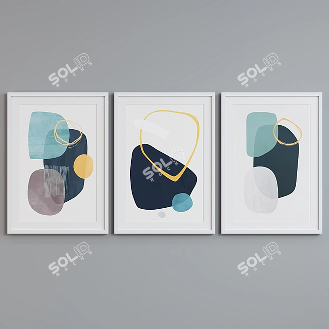 Modern Abstract Picture Frame Trio 3D model image 2