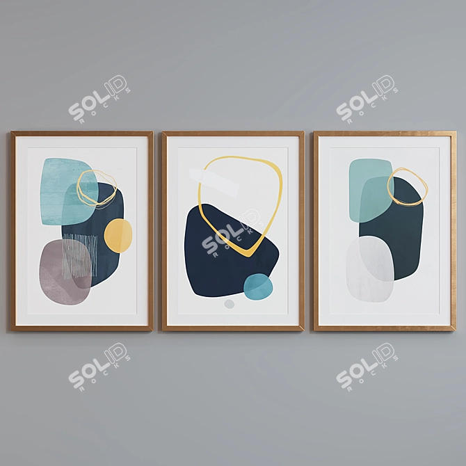 Modern Abstract Picture Frame Trio 3D model image 4