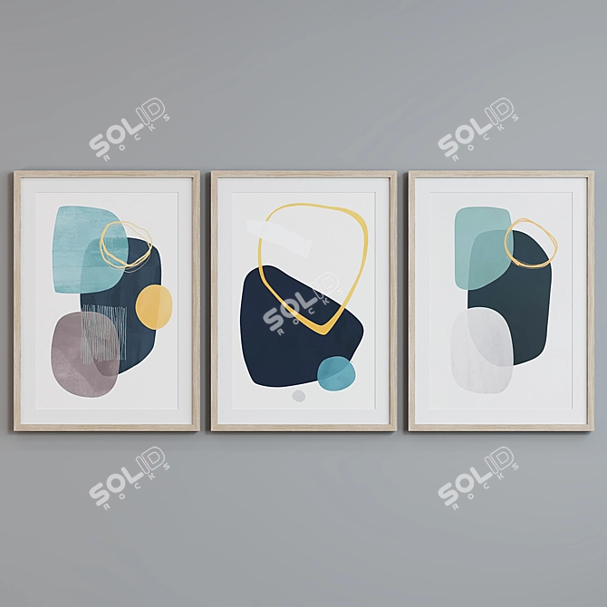 Modern Abstract Picture Frame Trio 3D model image 5