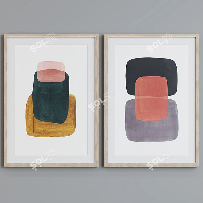 Modern Abstract Picture Frame Set 3D model image 3