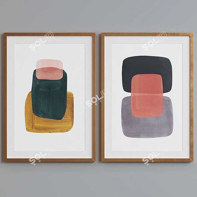 Modern Abstract Picture Frame Set 3D model image 4