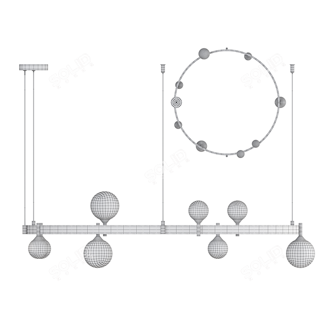 Glass Sphere Chandelier Lampatron DINO 3D model image 3