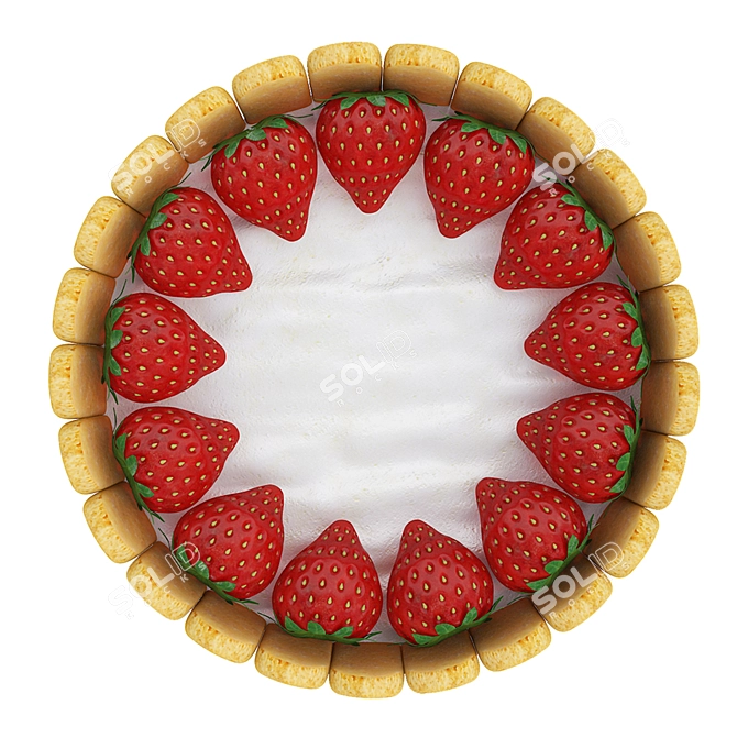 Strawberry Cake & Cookies 3D Model 3D model image 2