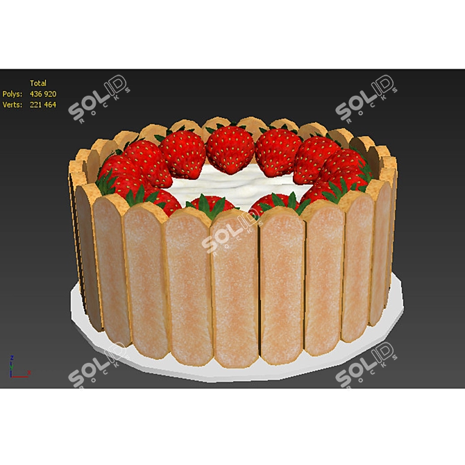 Strawberry Cake & Cookies 3D Model 3D model image 6