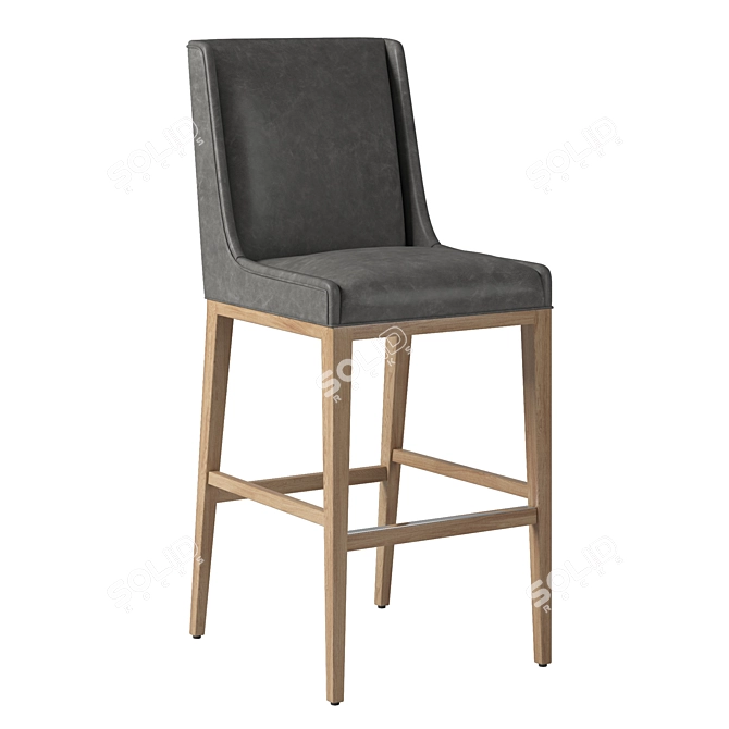 Sleek Leigh Armless Barstool 3D model image 4