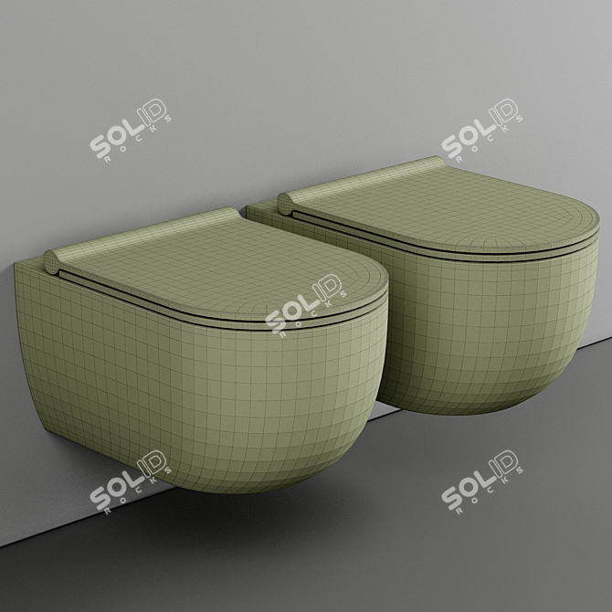 Sleek Black Rimless Wall Toilet 3D model image 3