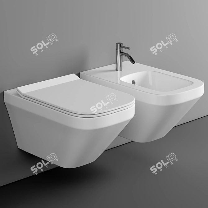 Elegant Duravit Wall Hung Toilet 3D model image 1